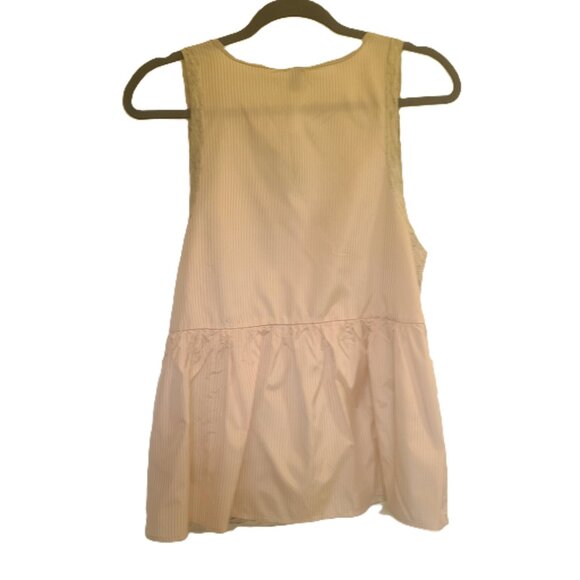 NWT J CREW Mixed Media Linen Silk Medium Tank Gray Front Pink White Stripe Back - Picture 4 of 13